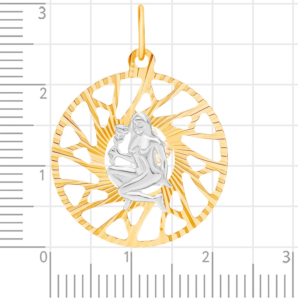 Подвес Дева из комбинированного золота 585 пробы 2