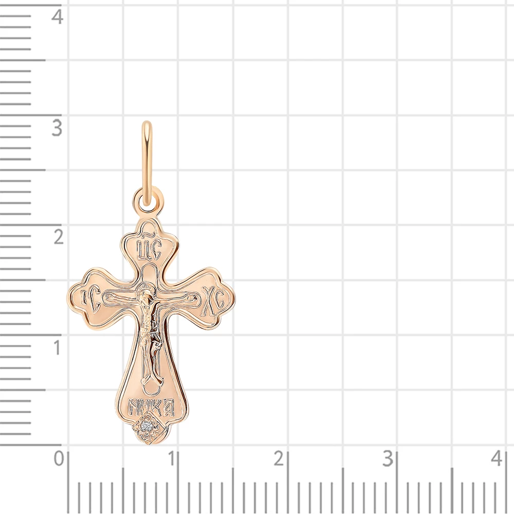Крестик с фианитом из красного золота 375 пробы 1