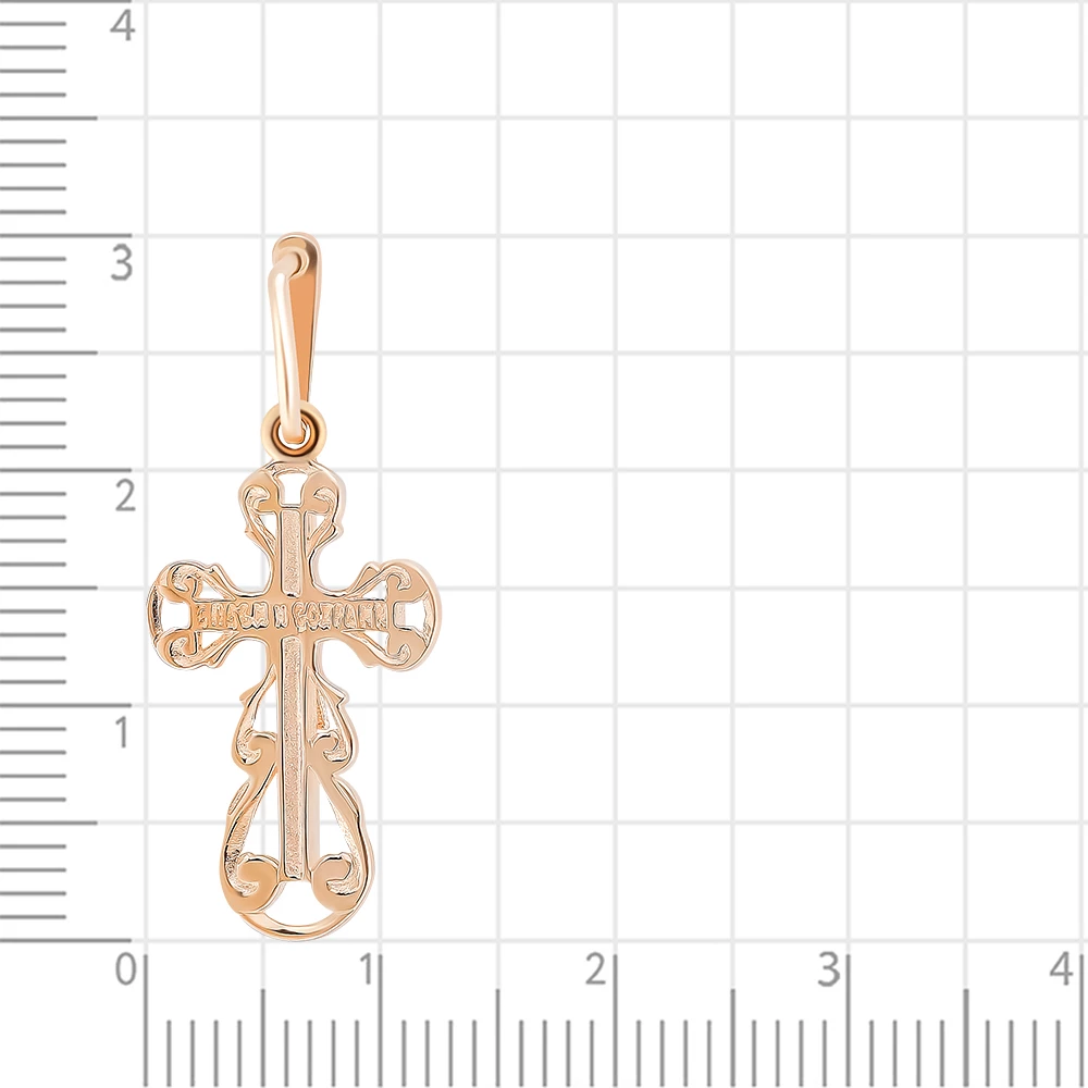 Крестик с фианитом из красного золота 585 пробы 2