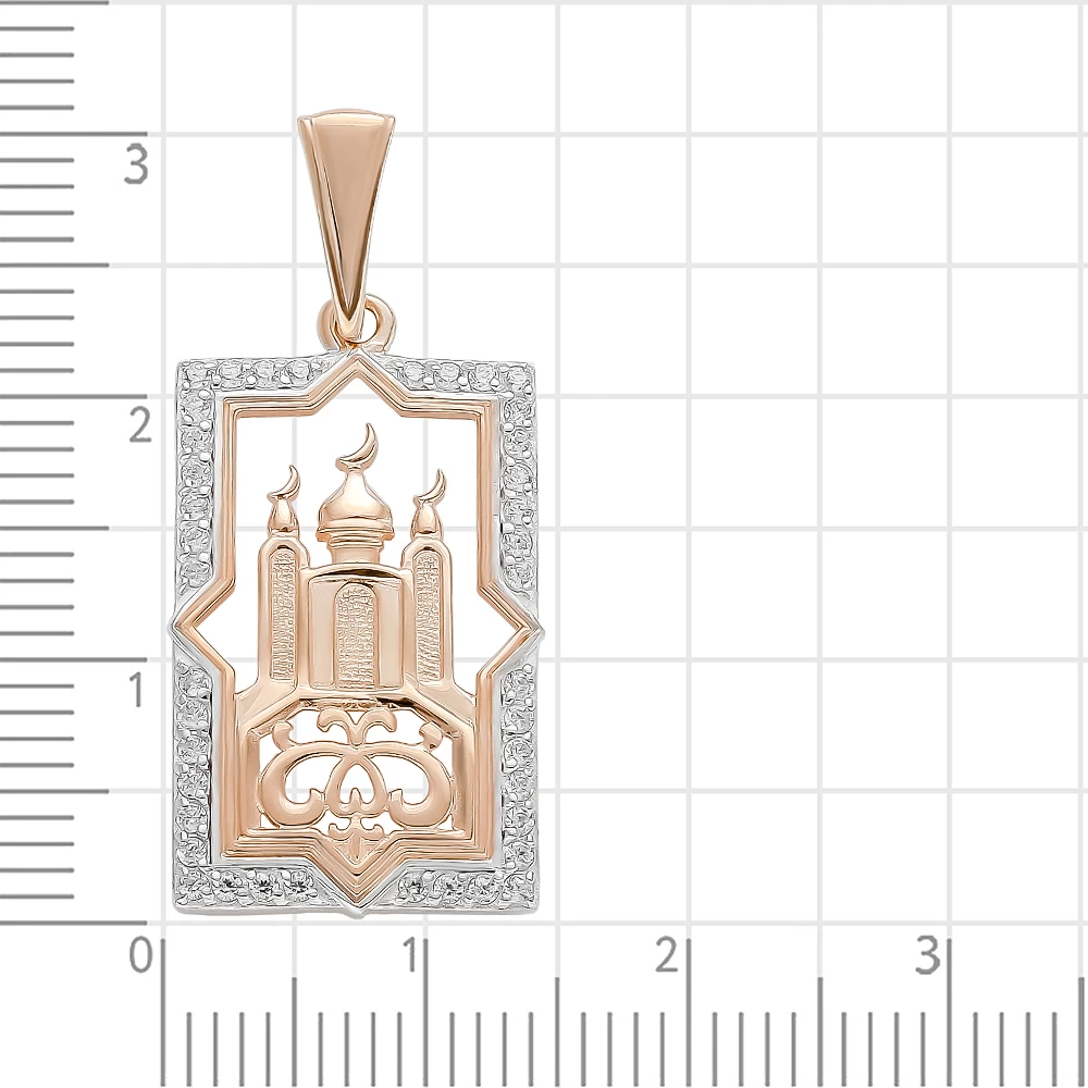 Подвес  мусульманский с фианитами из красного золота 585 пробы 2