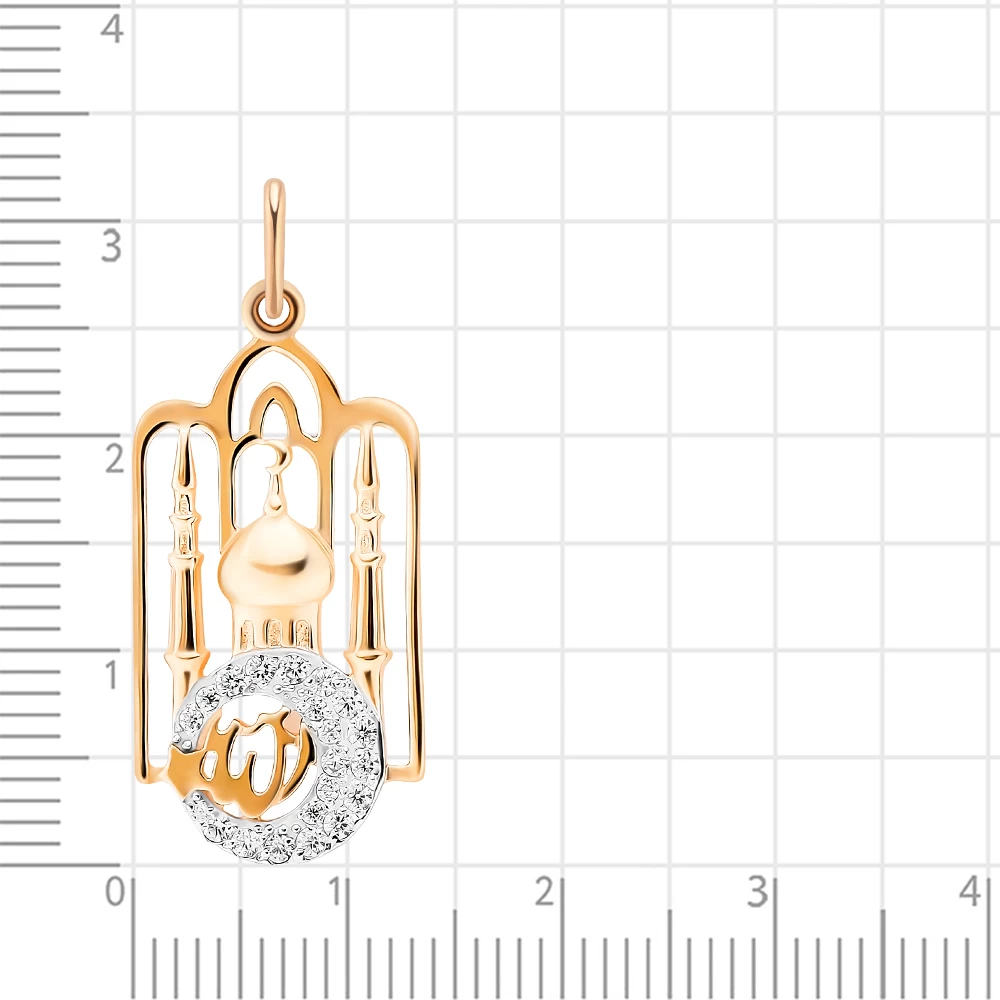 Подвес  мусульманский с фианитами из красного золота 585 пробы 2