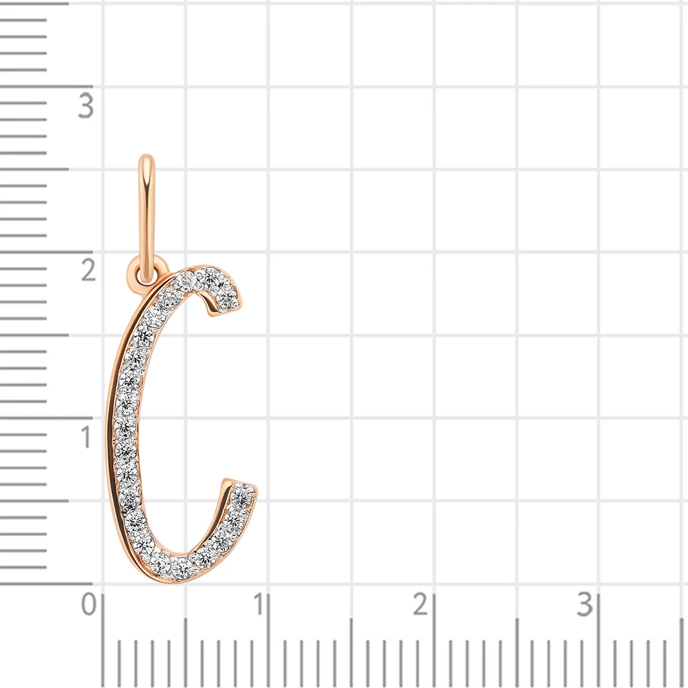 Подвес  Буква С с фианитами из красного золота 375 пробы 2