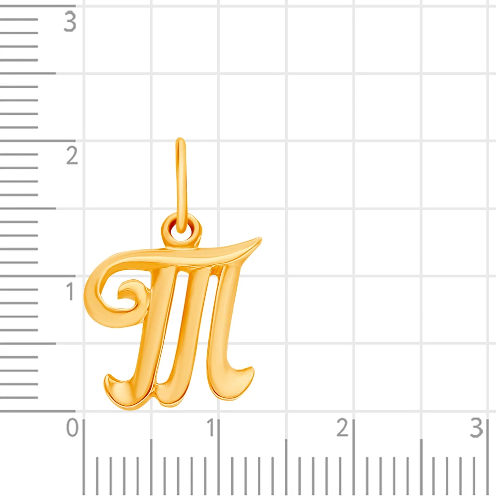 Подвес  Буква Т из красного золота 375 пробы 2