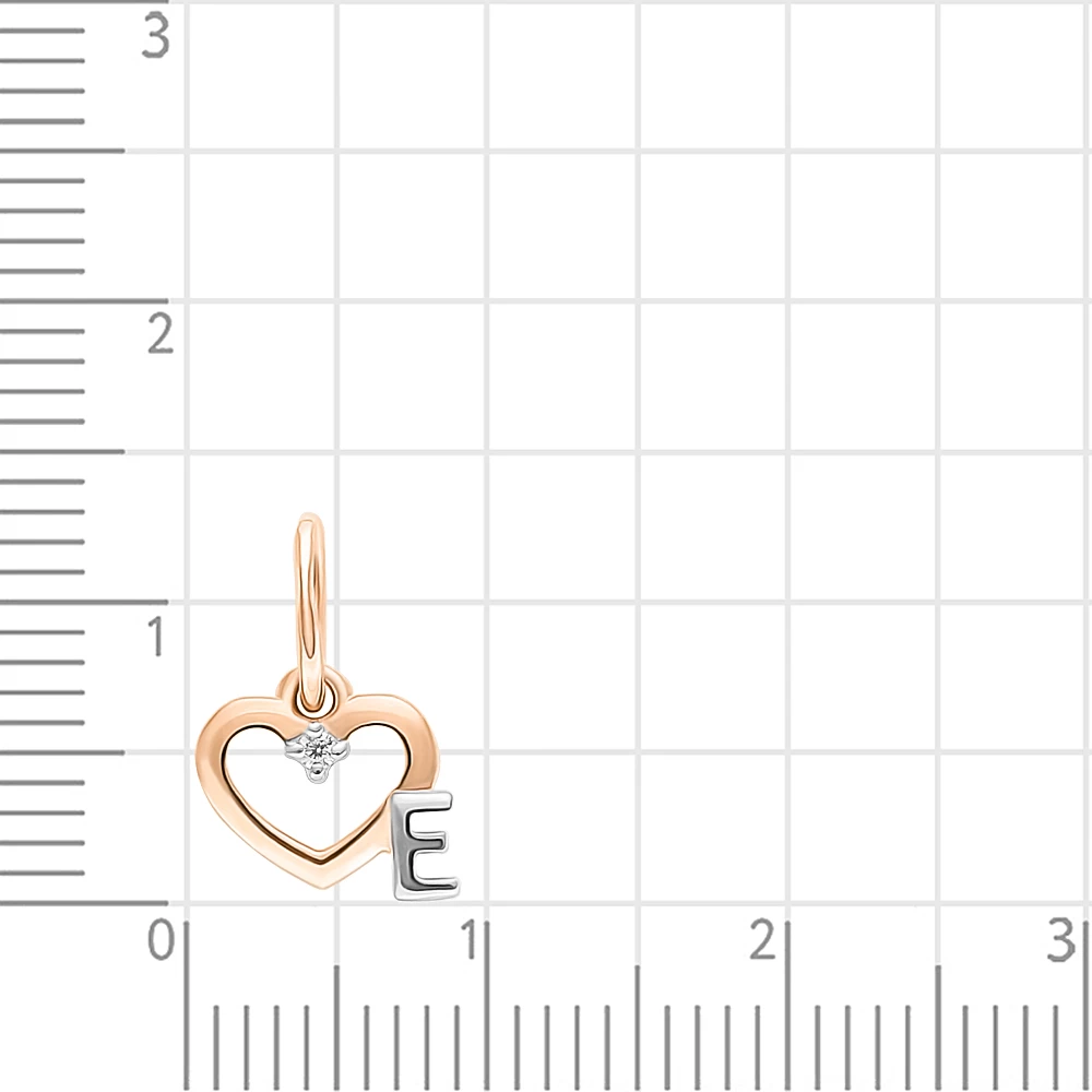 Подвес  Буква Е с фианитом из красного золота 585 пробы 2