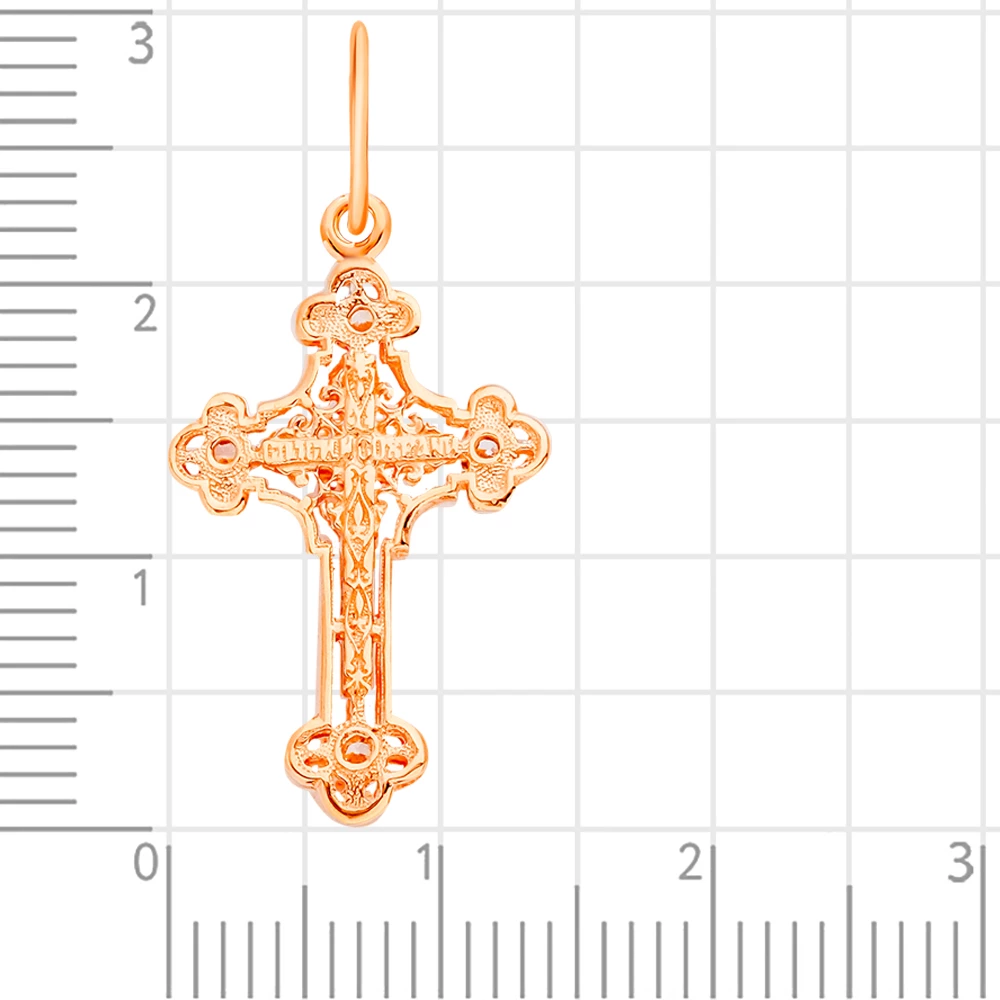 Крестик с фианитами из красного золота 375 пробы 2