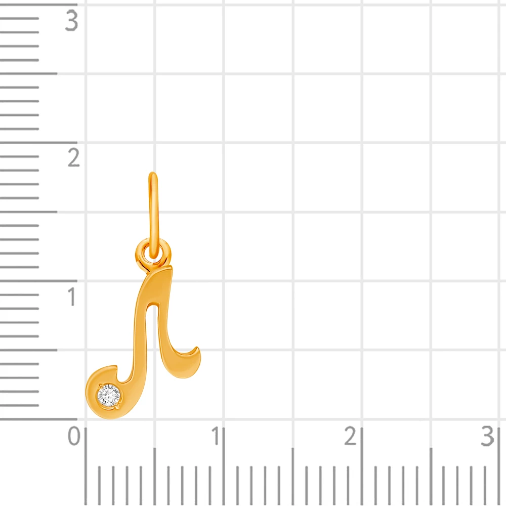 Подвес  Буква Л с фианитом из красного золота 375 пробы 2