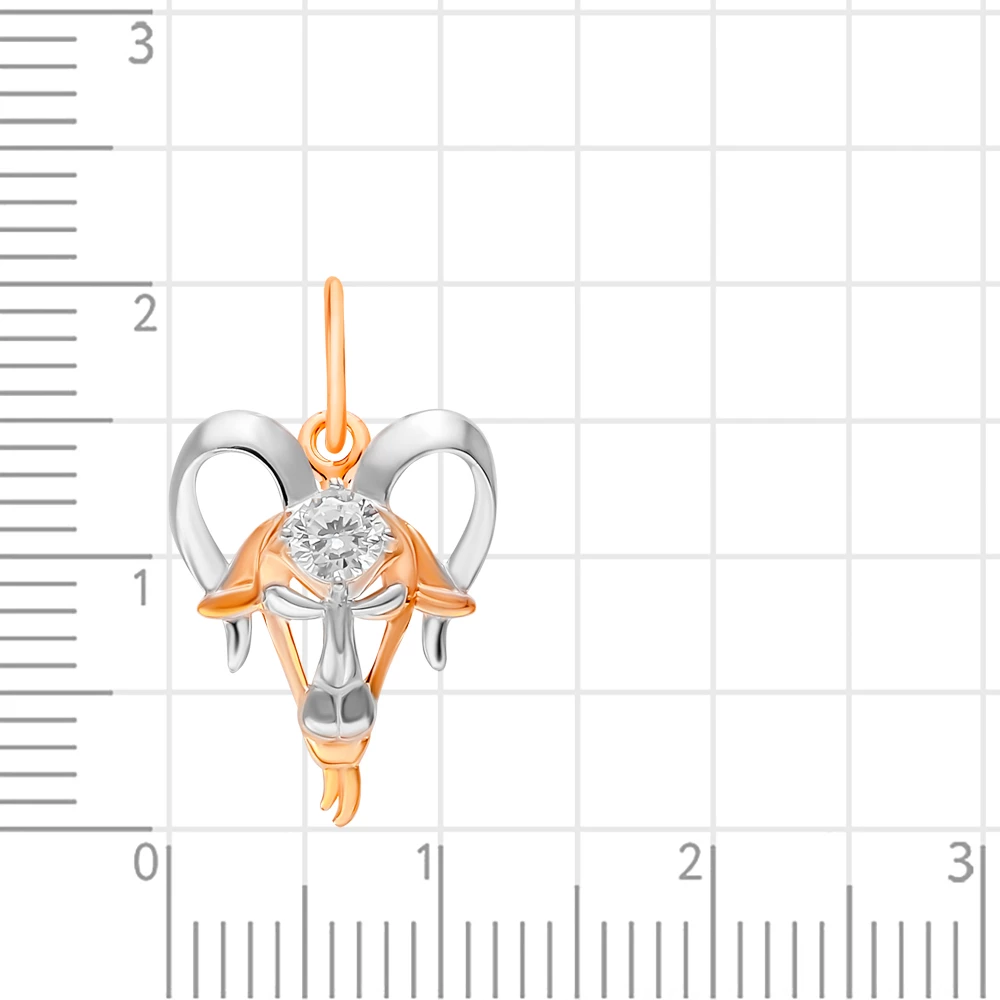 Подвес Козерог с фианитом из красного золота 375 пробы 2