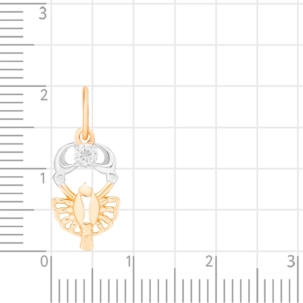 Подвес Рак с фианитом из красного золота 375 пробы 2