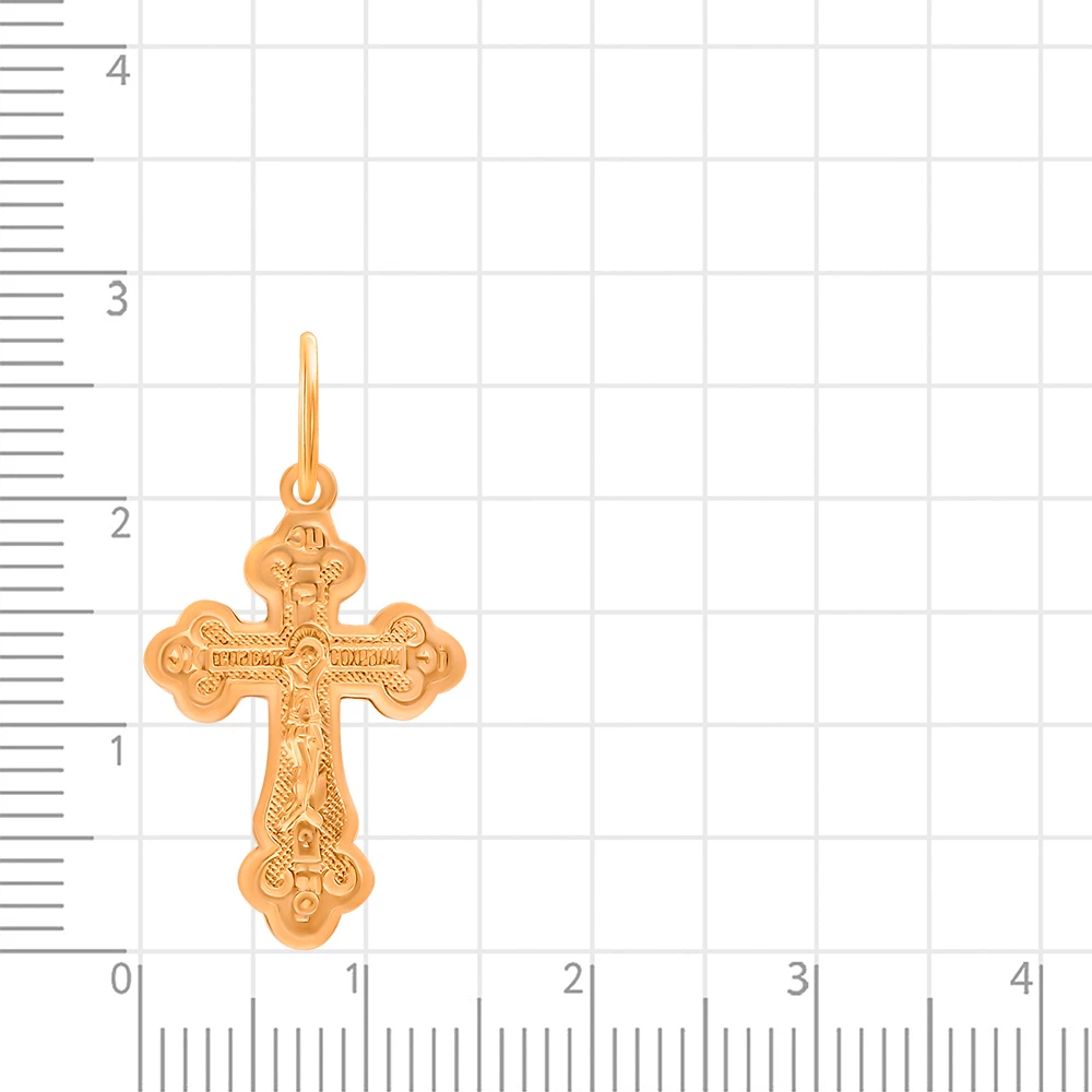 Крестик с фианитом из красного золота 375 пробы 2