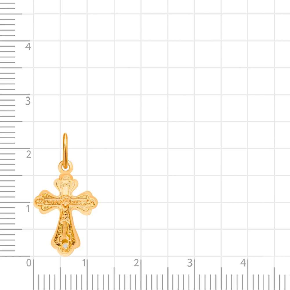Крестик с фианитом из красного золота 375 пробы 2