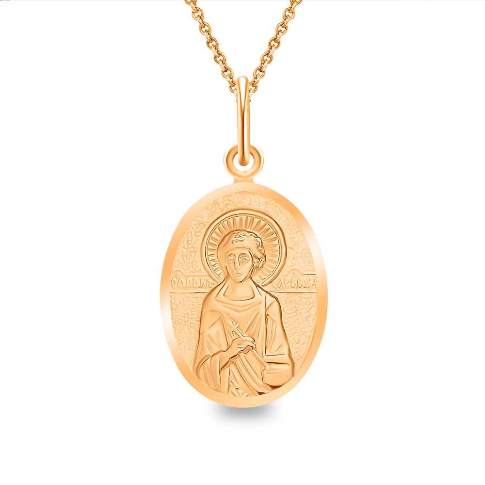 Икона Пантелеймон Целитель из красного золота 375 пробы