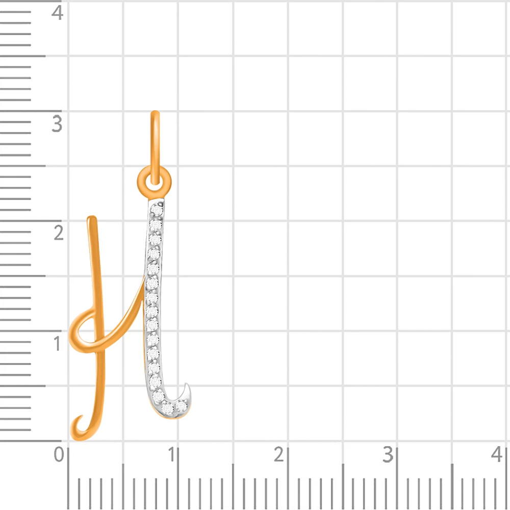 Подвес  Буква Н с фианитами из красного золота 375 пробы 2