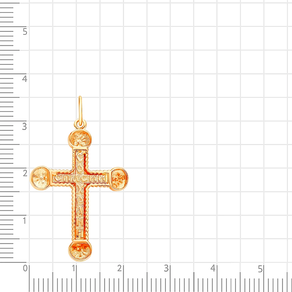 Крестик из красного золота 585 пробы 2