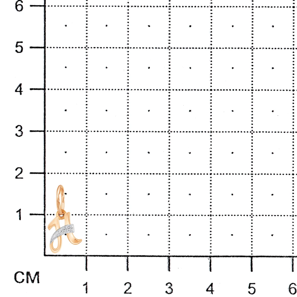 Подвес  Буква Н с фианитами из красного золота 375 пробы 3