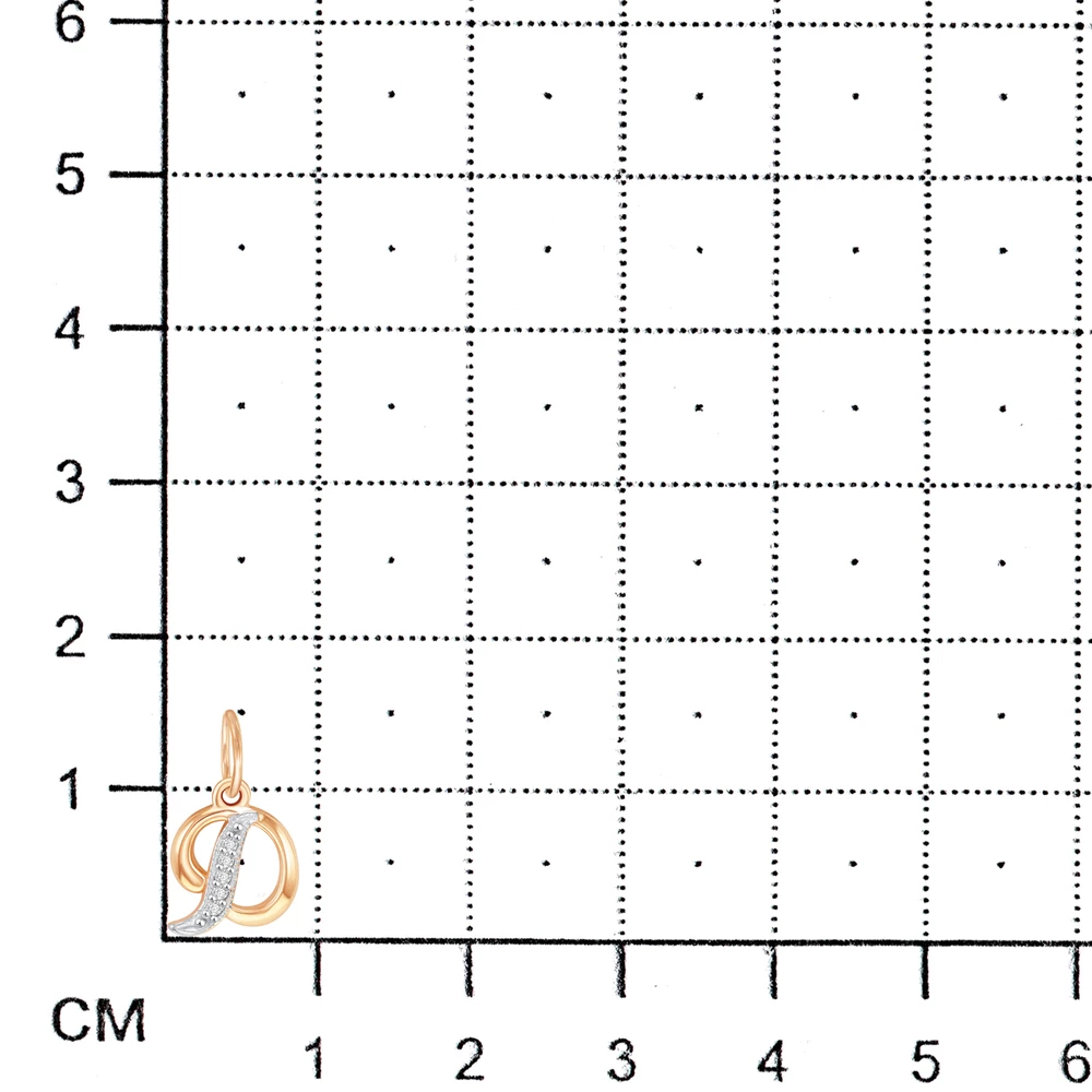 Подвес  Буква Д с фианитами из красного золота 375 пробы 2