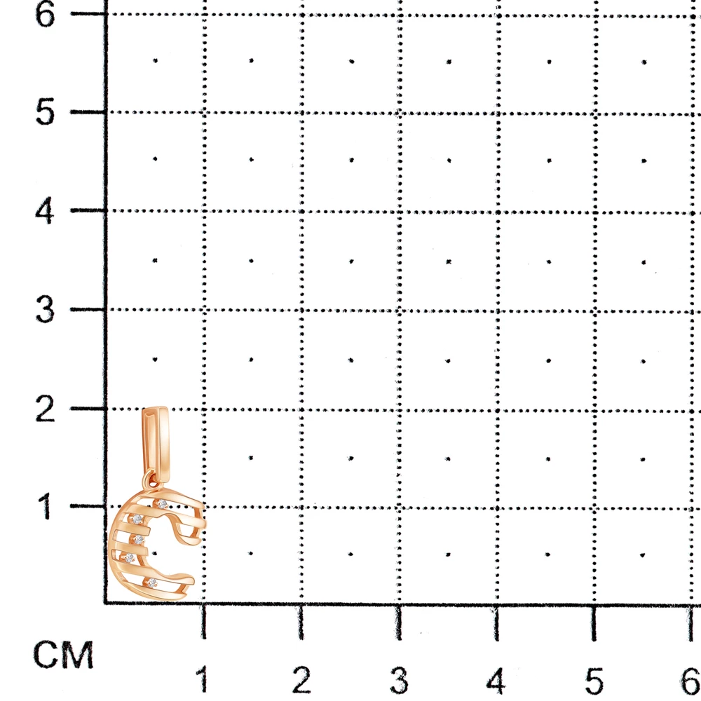 Подвес  Буква С с фианитами из красного золота 375 пробы 2