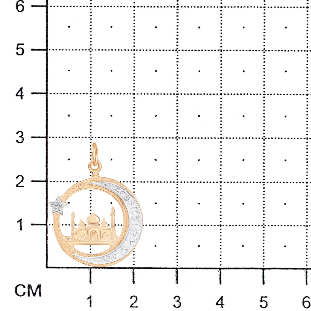 Подвес  мусульманский с фианитом из красного золота 585 пробы 2