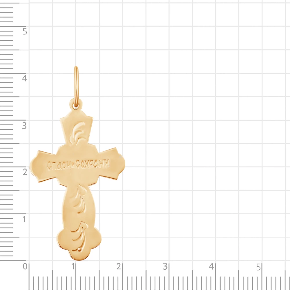 Крестик с фианитом из красного золота 585 пробы 2