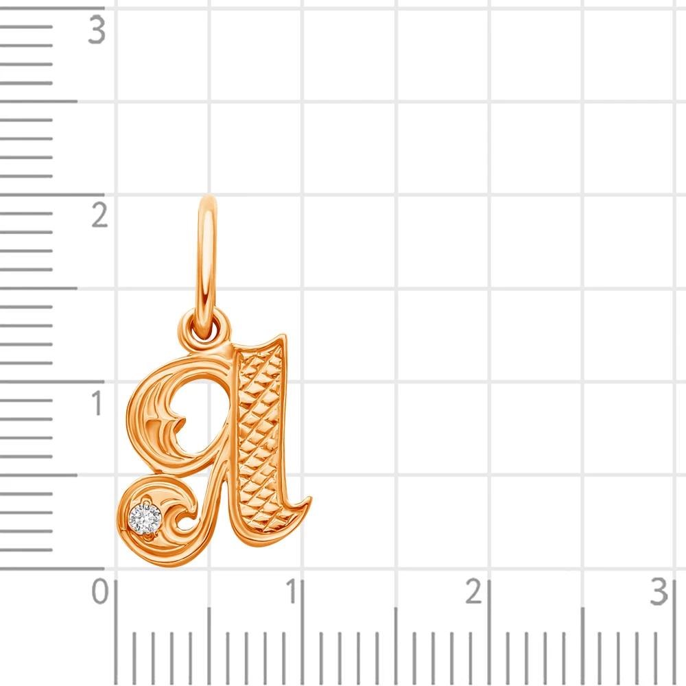 Подвес  Буква Я с фианитом из красного золота 375 пробы 3