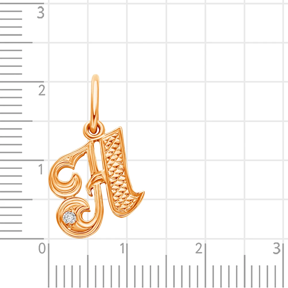 Подвес  Буква Н с фианитом из красного золота 375 пробы 2