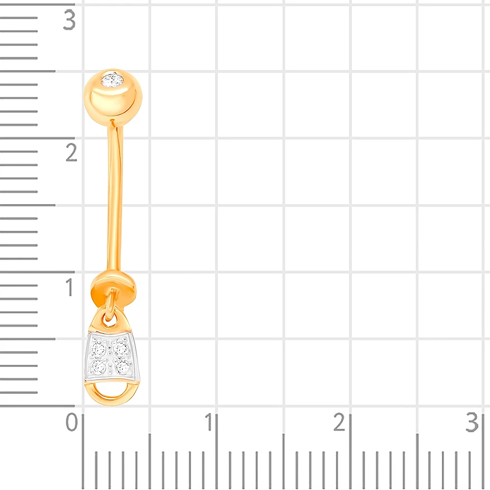 Пирсинг с фианитами из красного золота 585 пробы 2