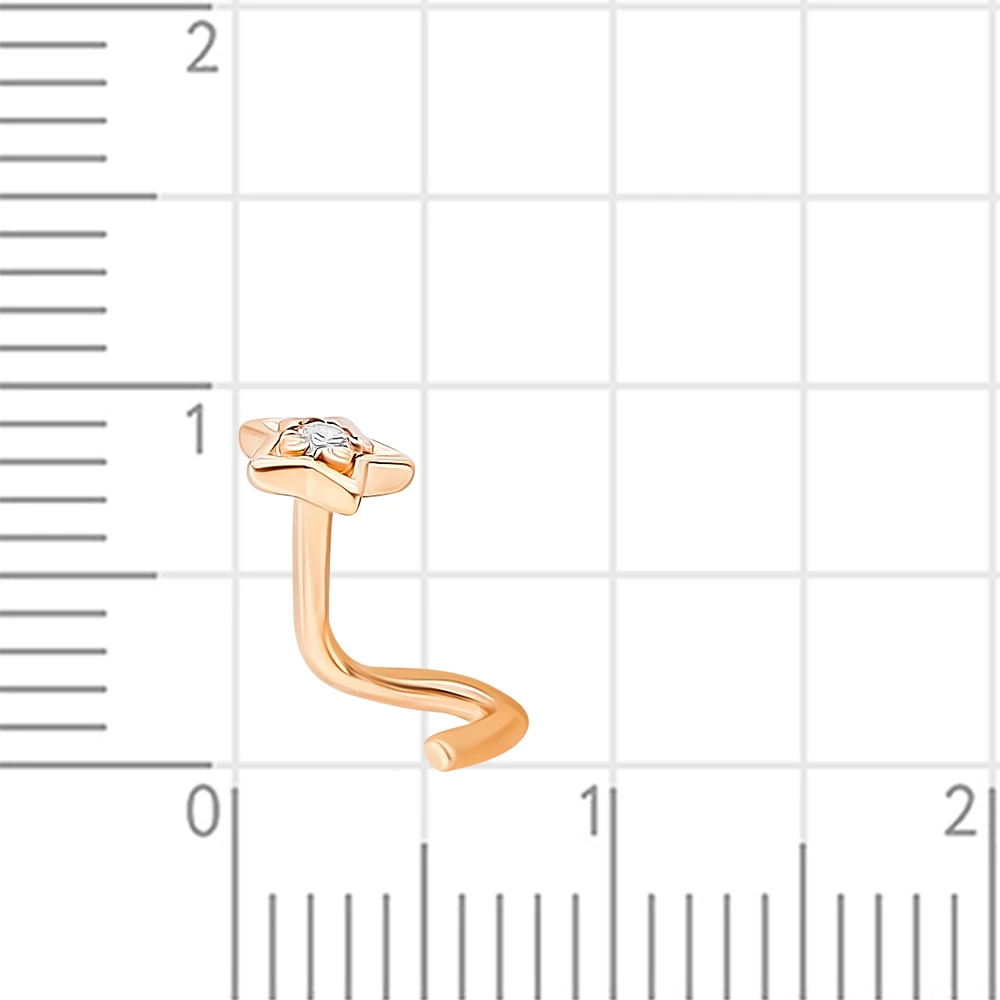 Пирсинг с фианитом из красного золота 585 пробы 2