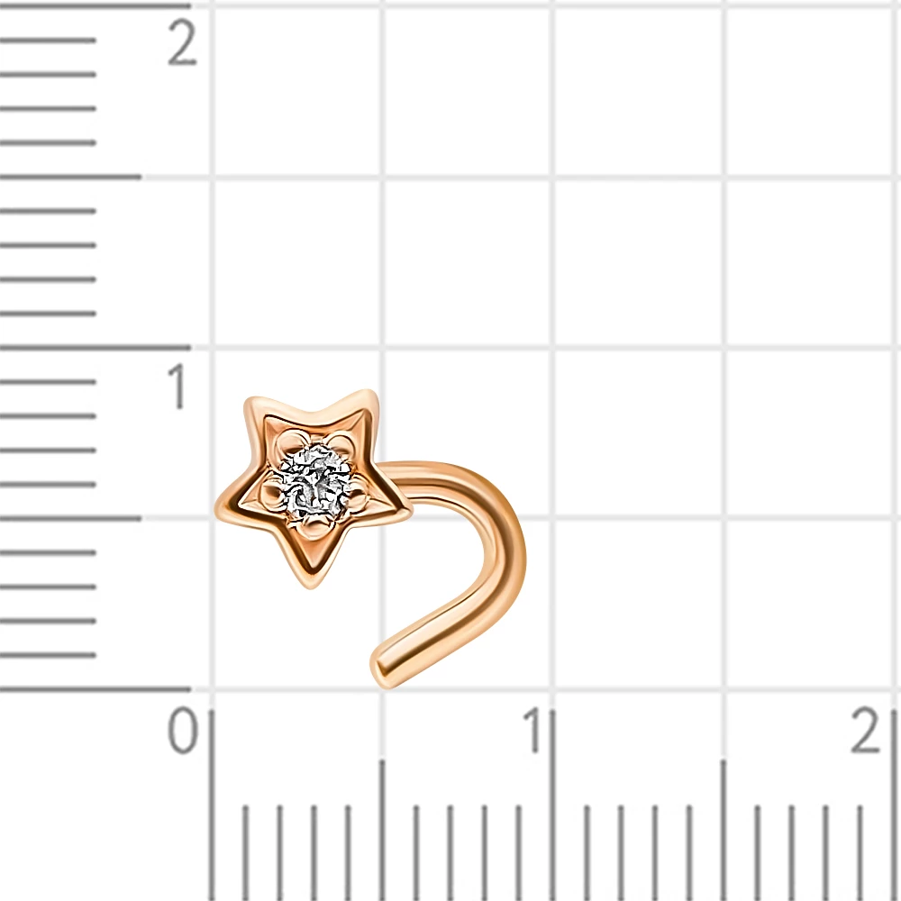 Пирсинг с фианитом из красного золота 585 пробы 3