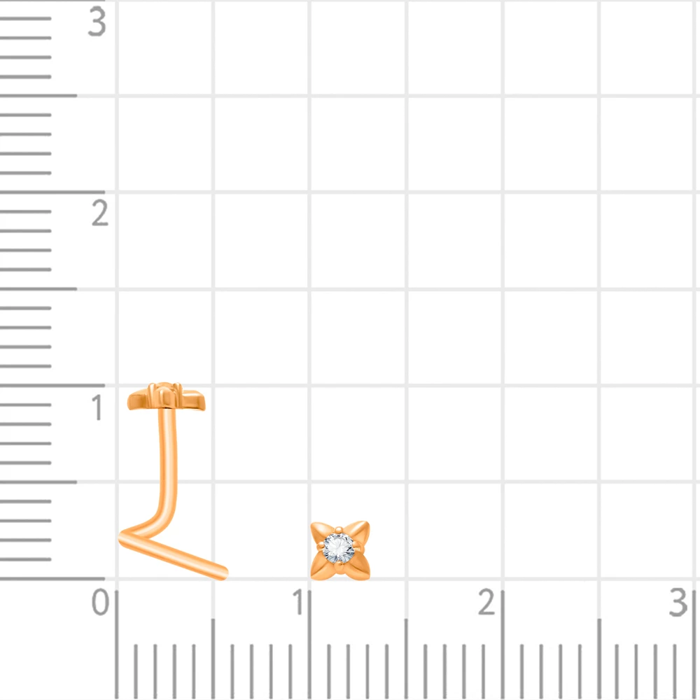 Пирсинг с фианитом из красного золота 585 пробы 2