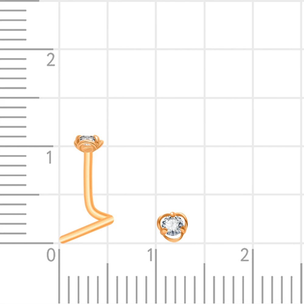 Пирсинг с фианитом из красного золота 585 пробы 2
