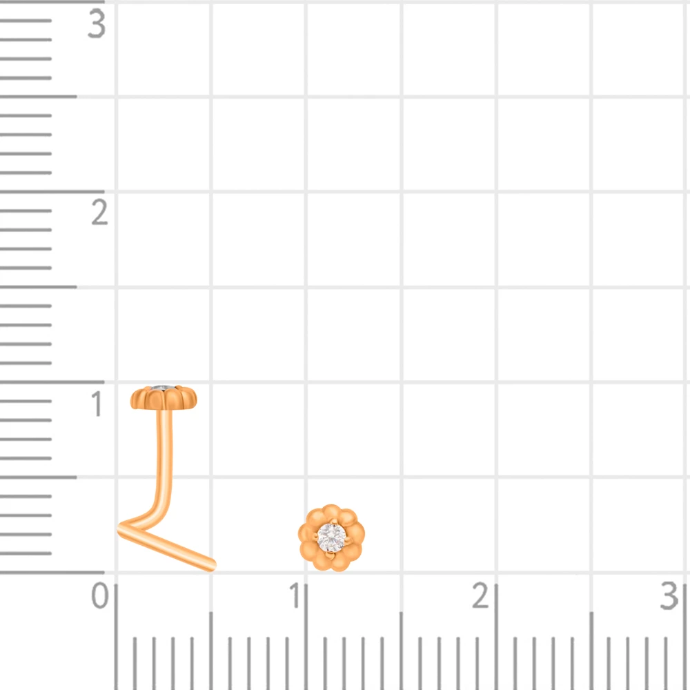 Пирсинг с фианитом из красного золота 585 пробы 2