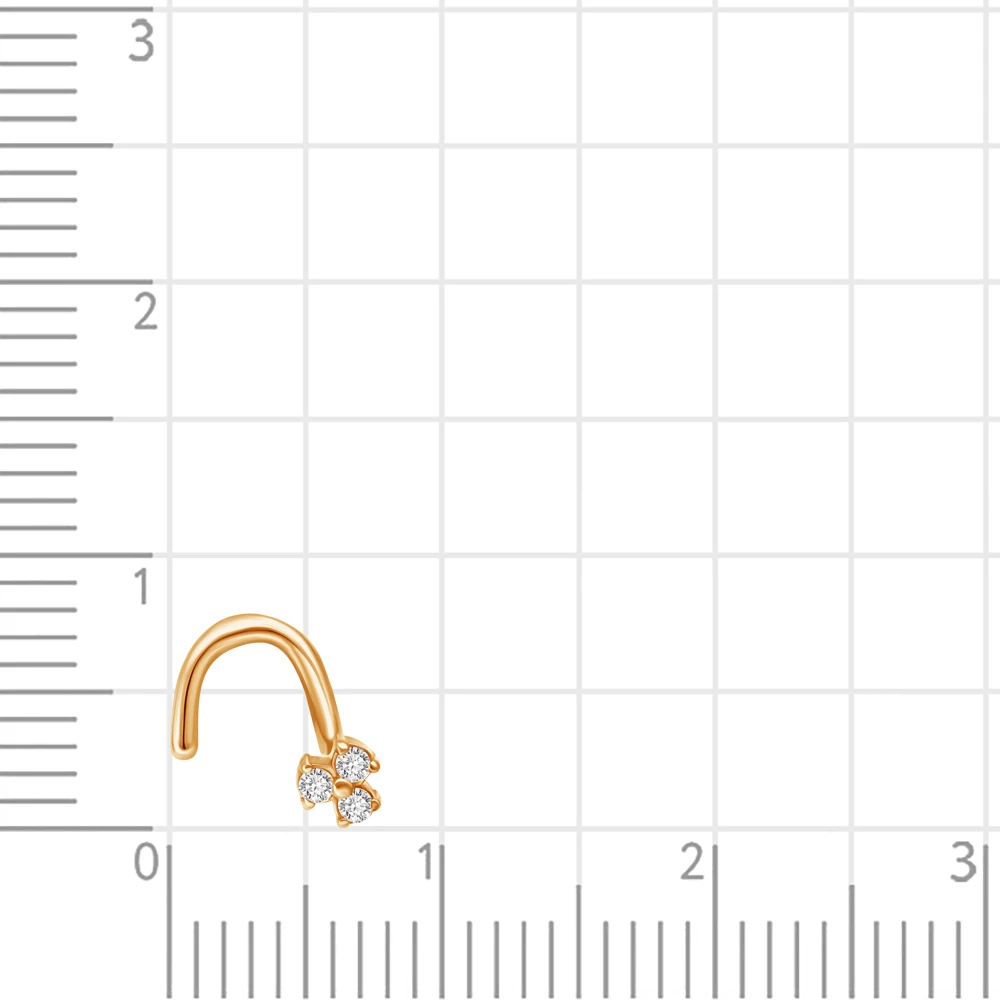 Пирсинг с фианитами из красного золота 585 пробы 3