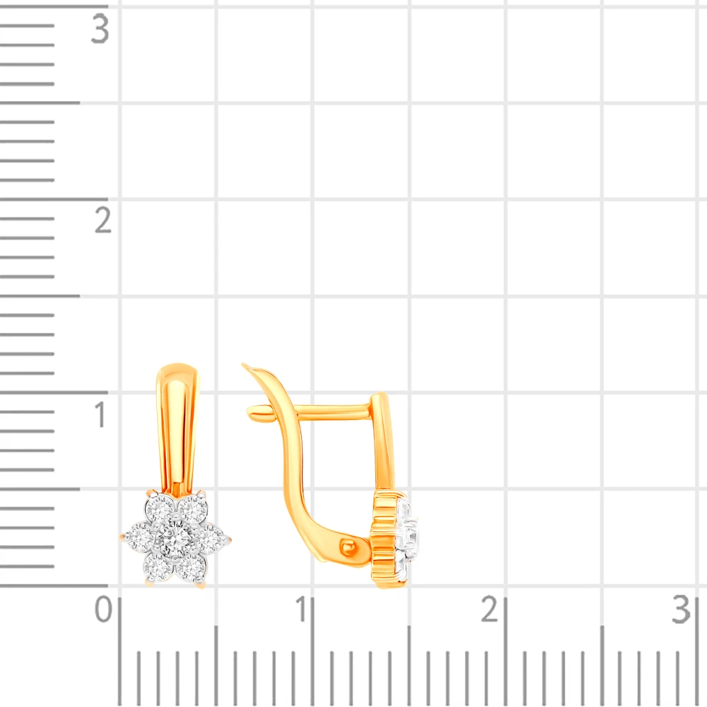 Серьги детские с фианитами из красного золота 375 пробы 3