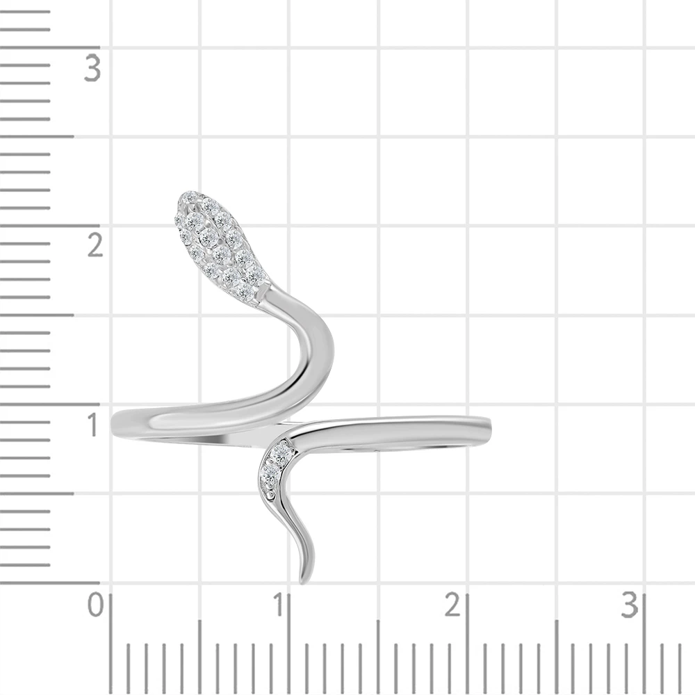 Кольцо  Змея с фианитами из серебра 925 пробы 2