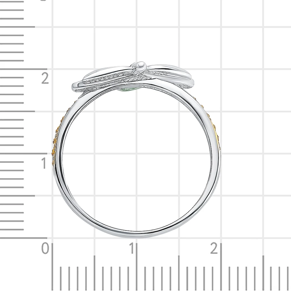 Кольцо  Стрекоза с фианитами из серебра 925 пробы 3