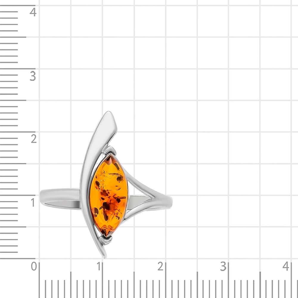 Кольцо с янтарем из серебра 925 пробы 2