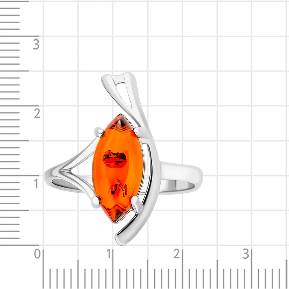 Кольцо с янтарем из серебра 925 пробы 2