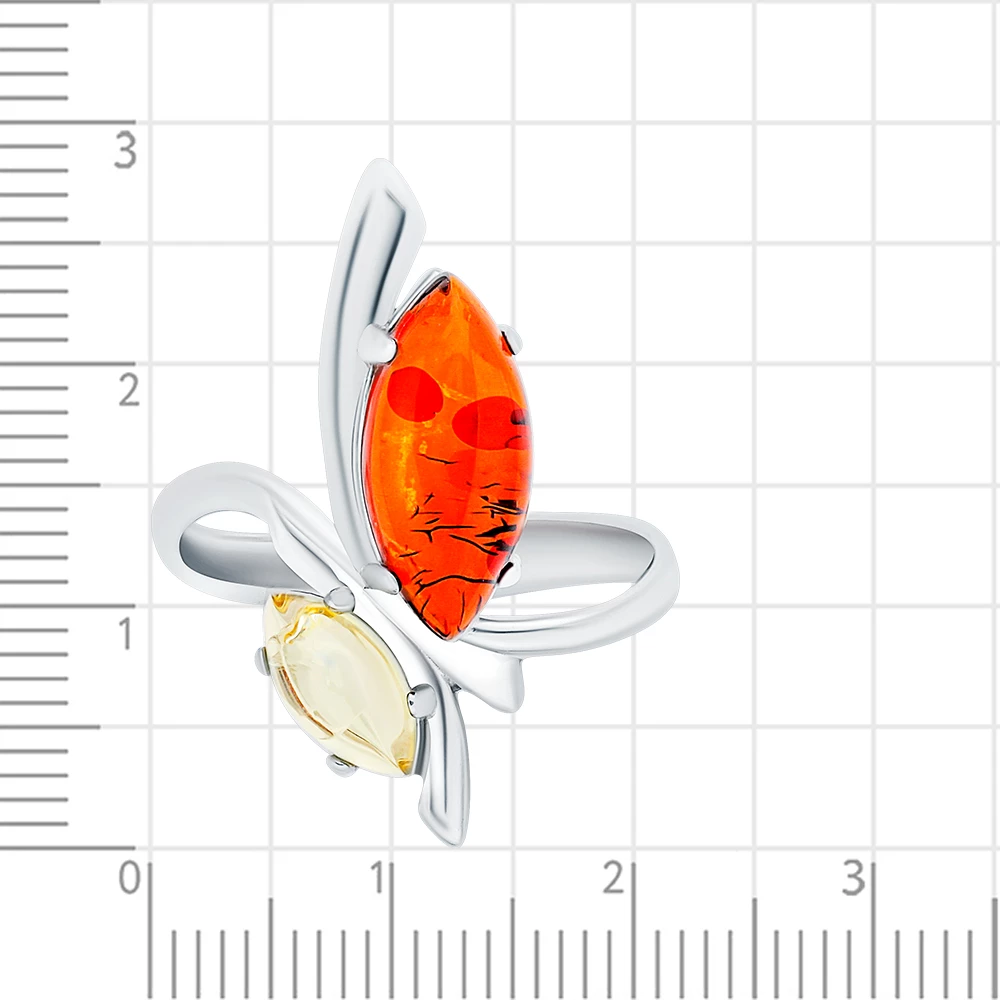 Кольцо с янтарем из серебра 925 пробы 2