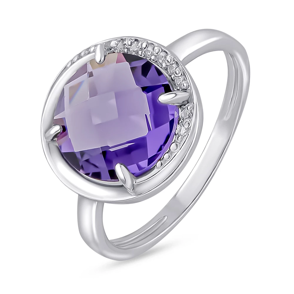 Кольцо с ювелирным кристаллом и фианитами из серебра 925 пробы 1