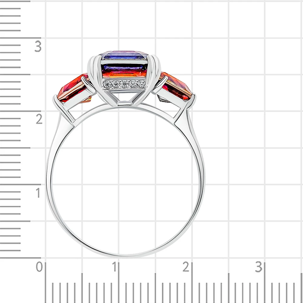 Кольцо с ювелирным кристаллом и фианитами из серебра 925 пробы 3