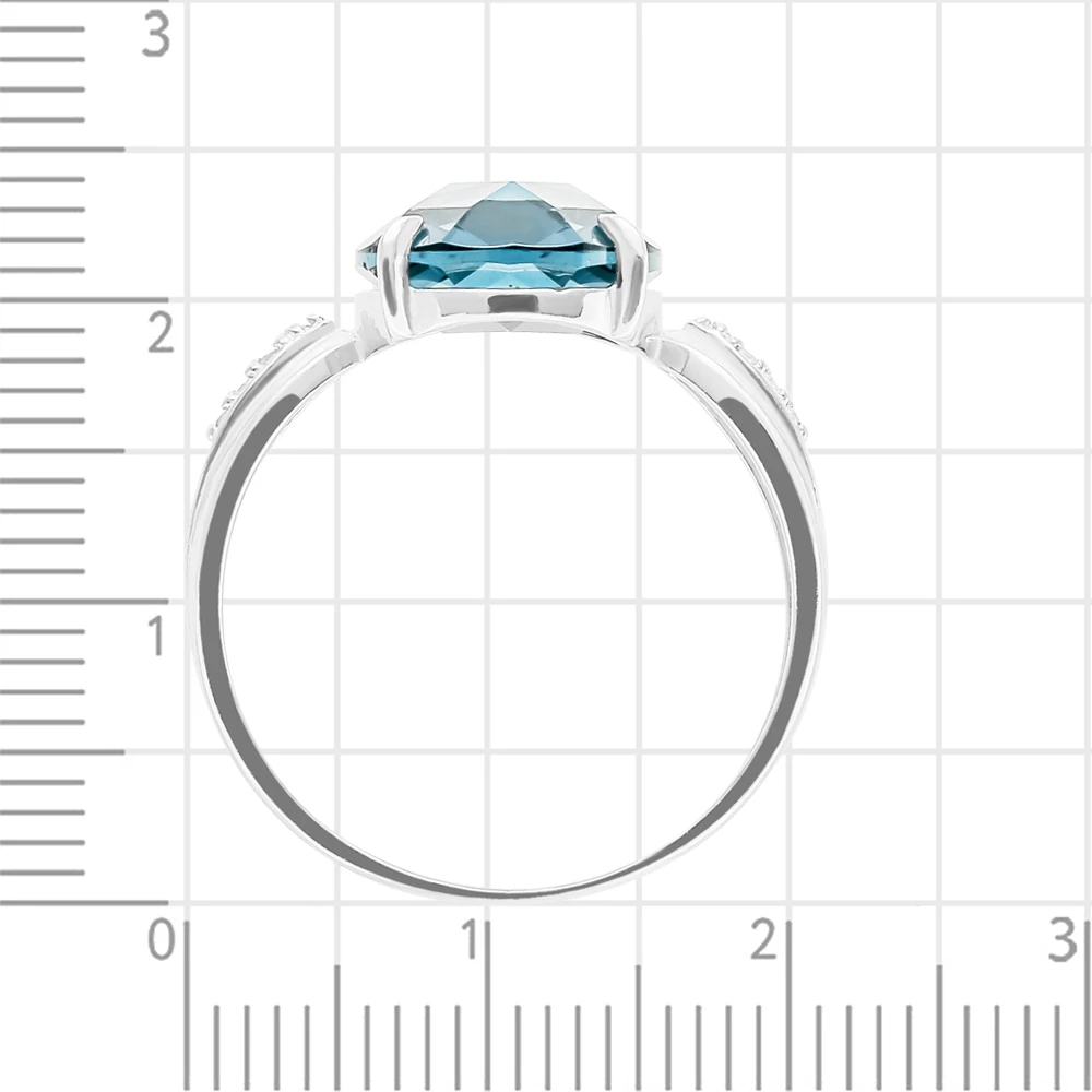 Кольцо с ювелирным кристаллом и фианитами из серебра 925 пробы 3