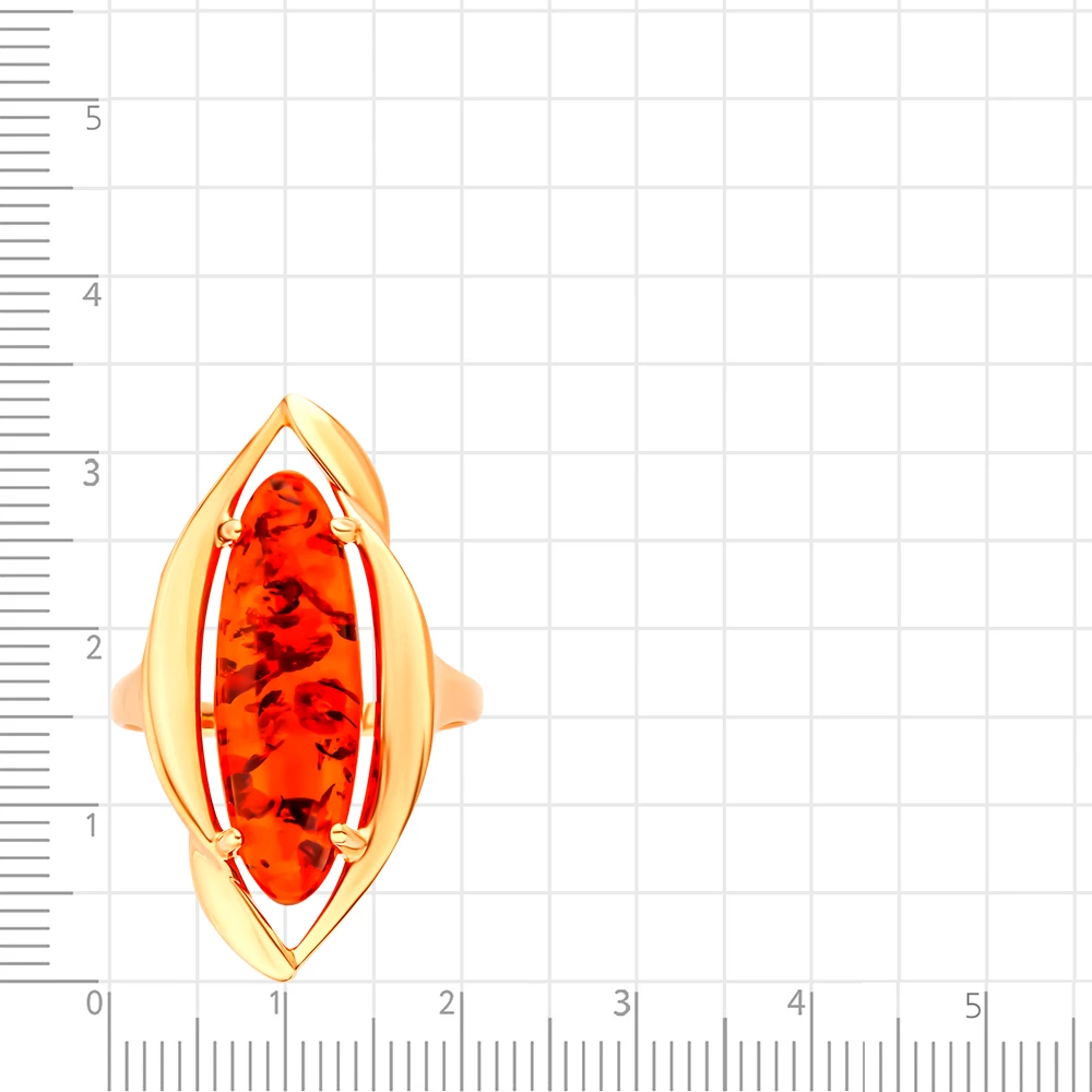 Кольцо с янтарём синтетическим из серебра 925 пробы 2