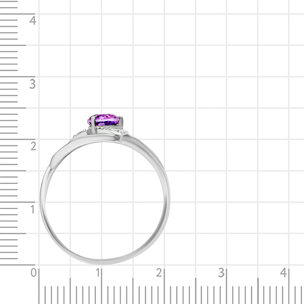 Кольцо с аметистом и фианитами из серебра 925 пробы 3