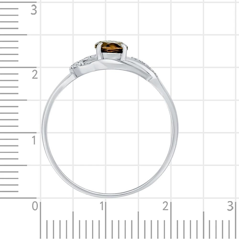 Кольцо с раух-топазом и фианитами из серебра 925 пробы 3