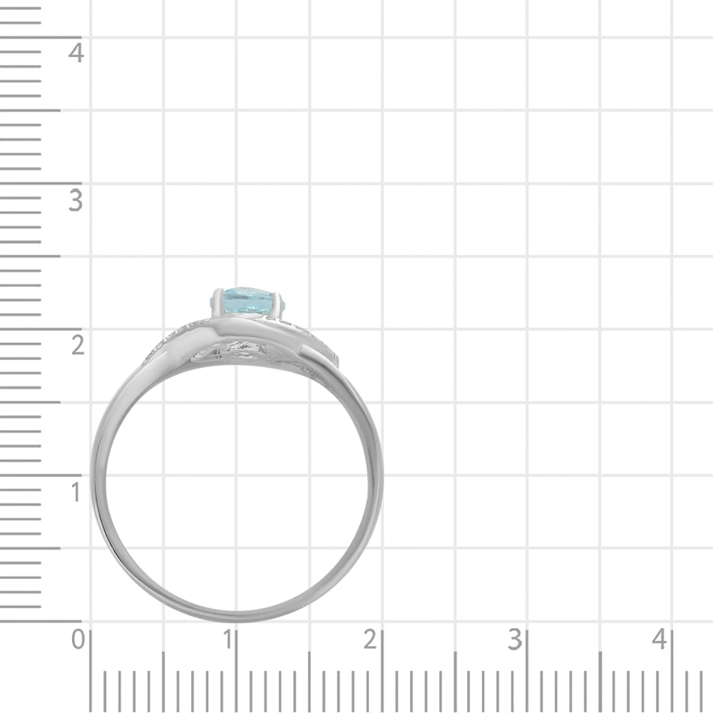 Кольцо с топазом и фианитами из серебра 925 пробы 3