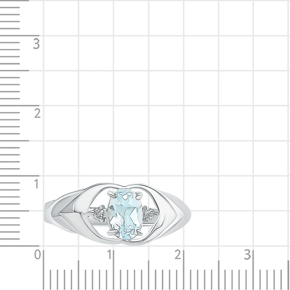 Кольцо с топазом и фианитами из серебра 925 пробы 2