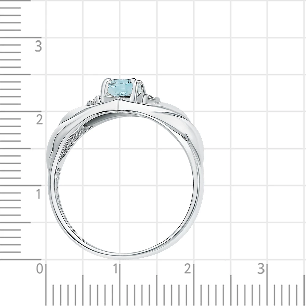 Кольцо с топазом и фианитами из серебра 925 пробы 3
