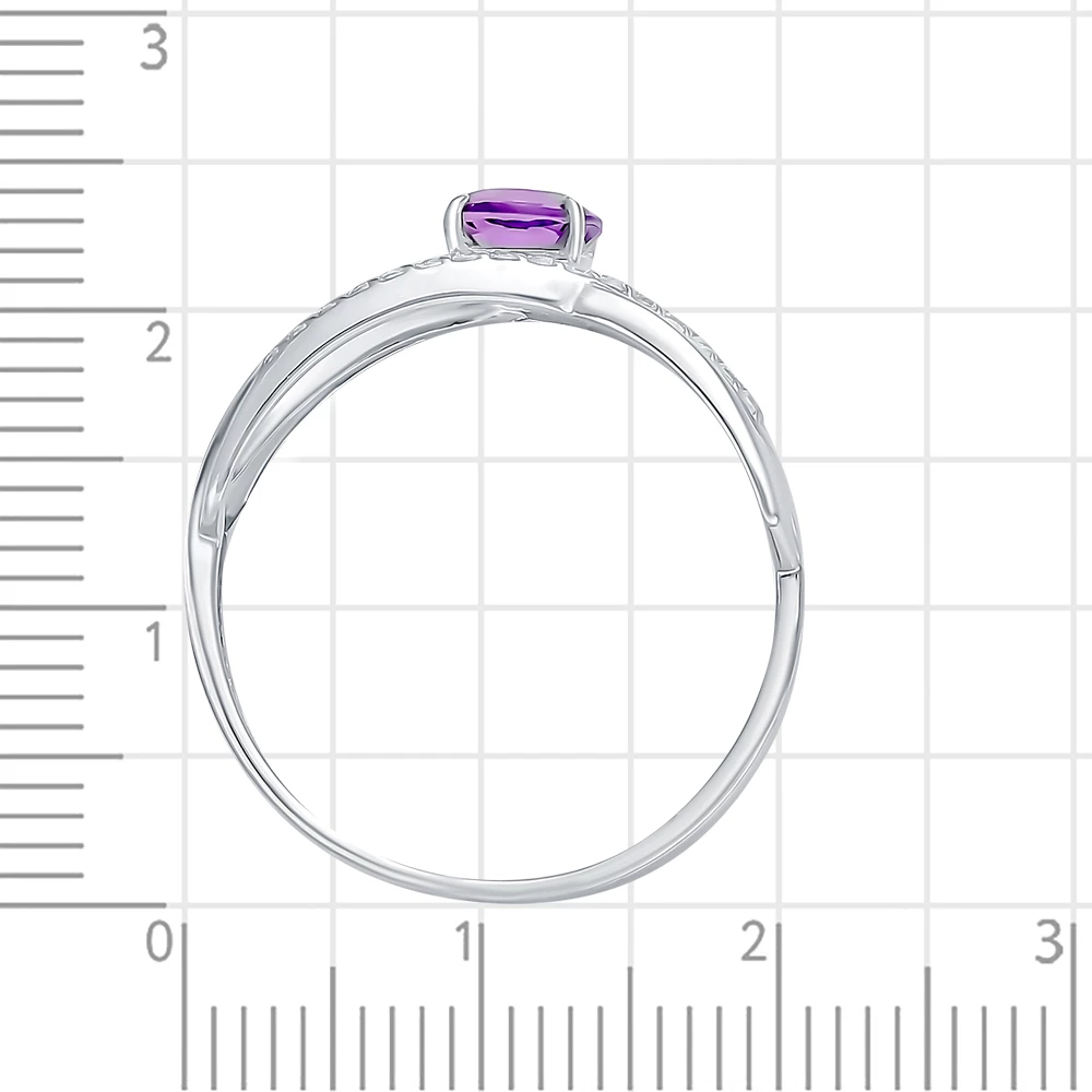 Кольцо с аметистом и фианитами из серебра 925 пробы 3