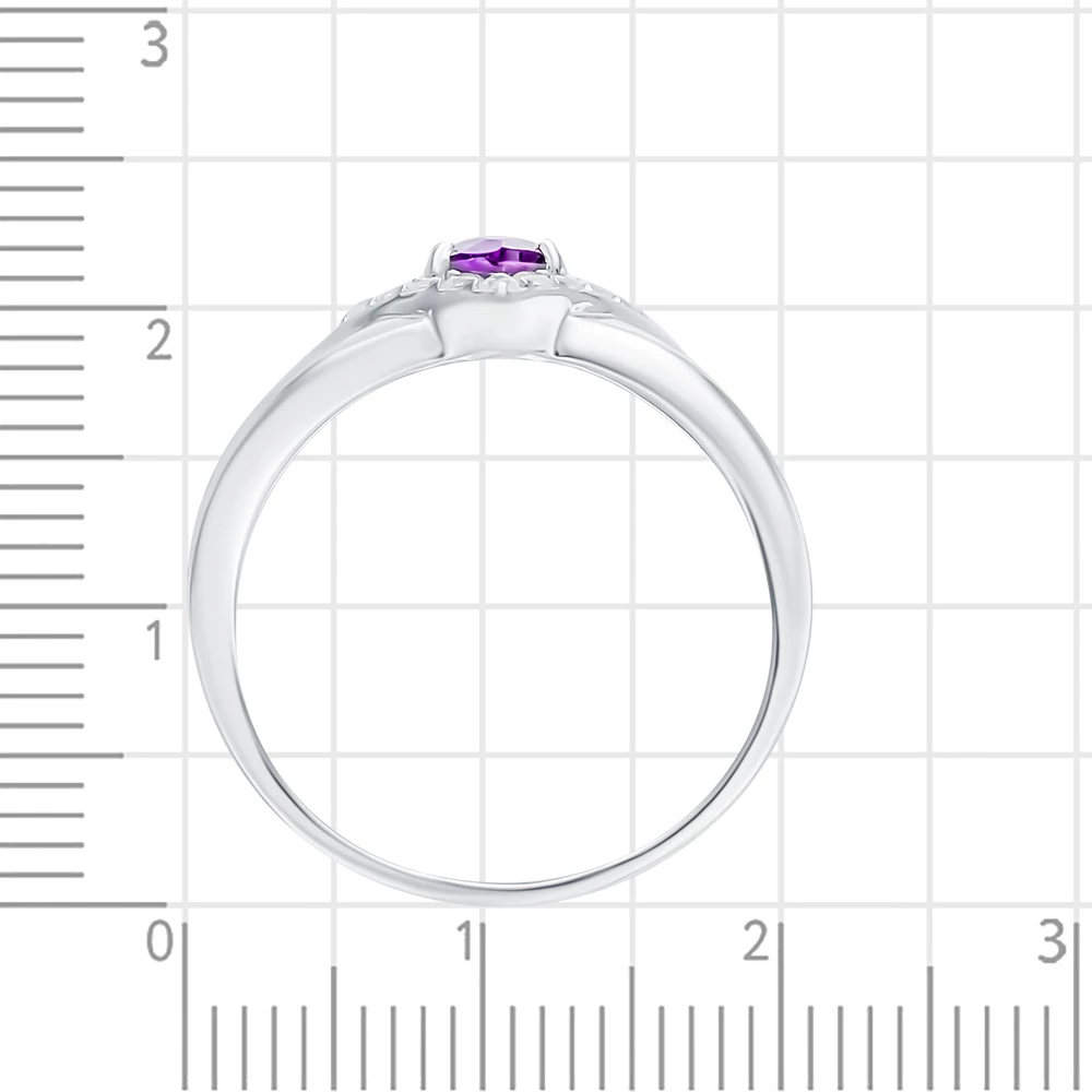 Кольцо с аметистом и фианитами из серебра 925 пробы 3