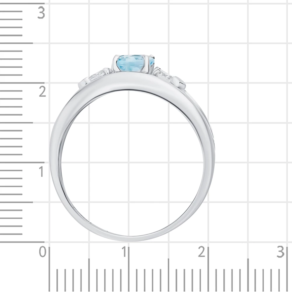 Кольцо с топазом и фианитами из серебра 925 пробы 3