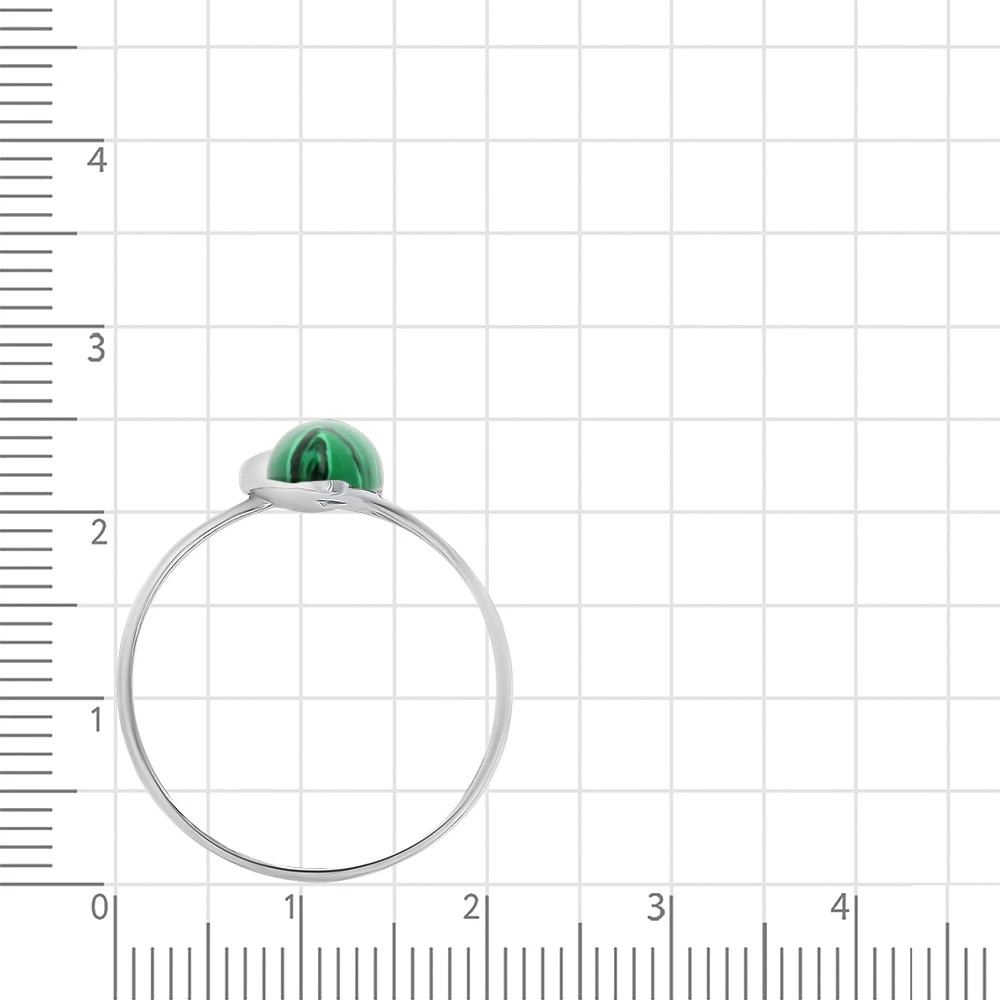 Кольцо с малахитом синтетическим из серебра 925 пробы 3